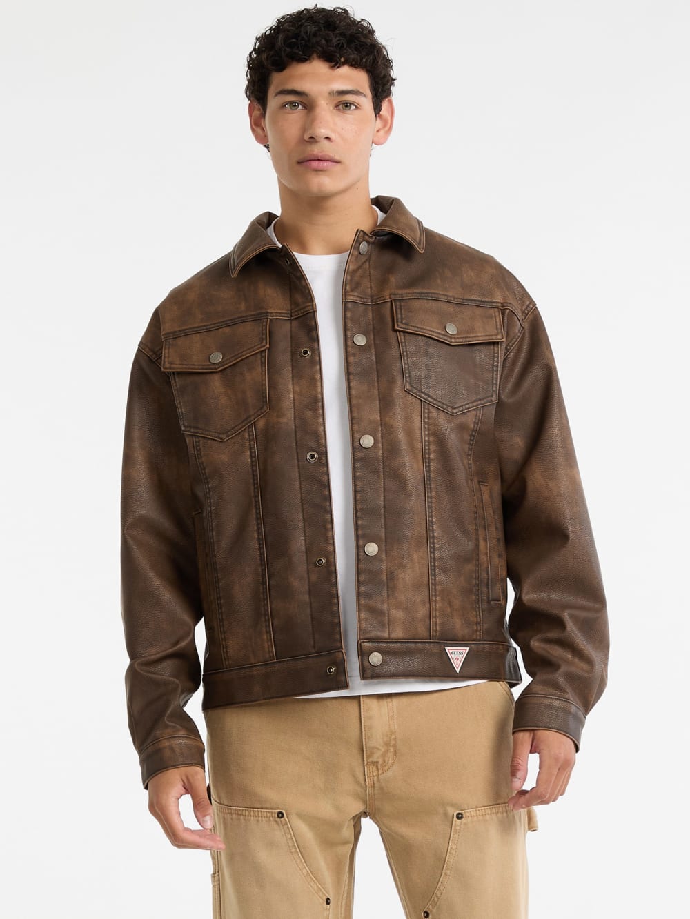 GUESS Originals Faux-Leather Trucker Jacket - Guess