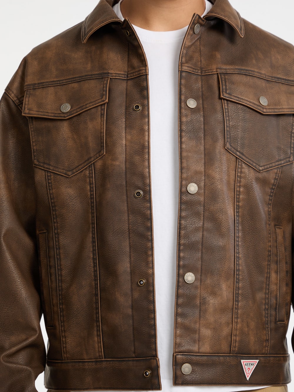 GUESS Originals Faux-Leather Trucker Jacket - Guess