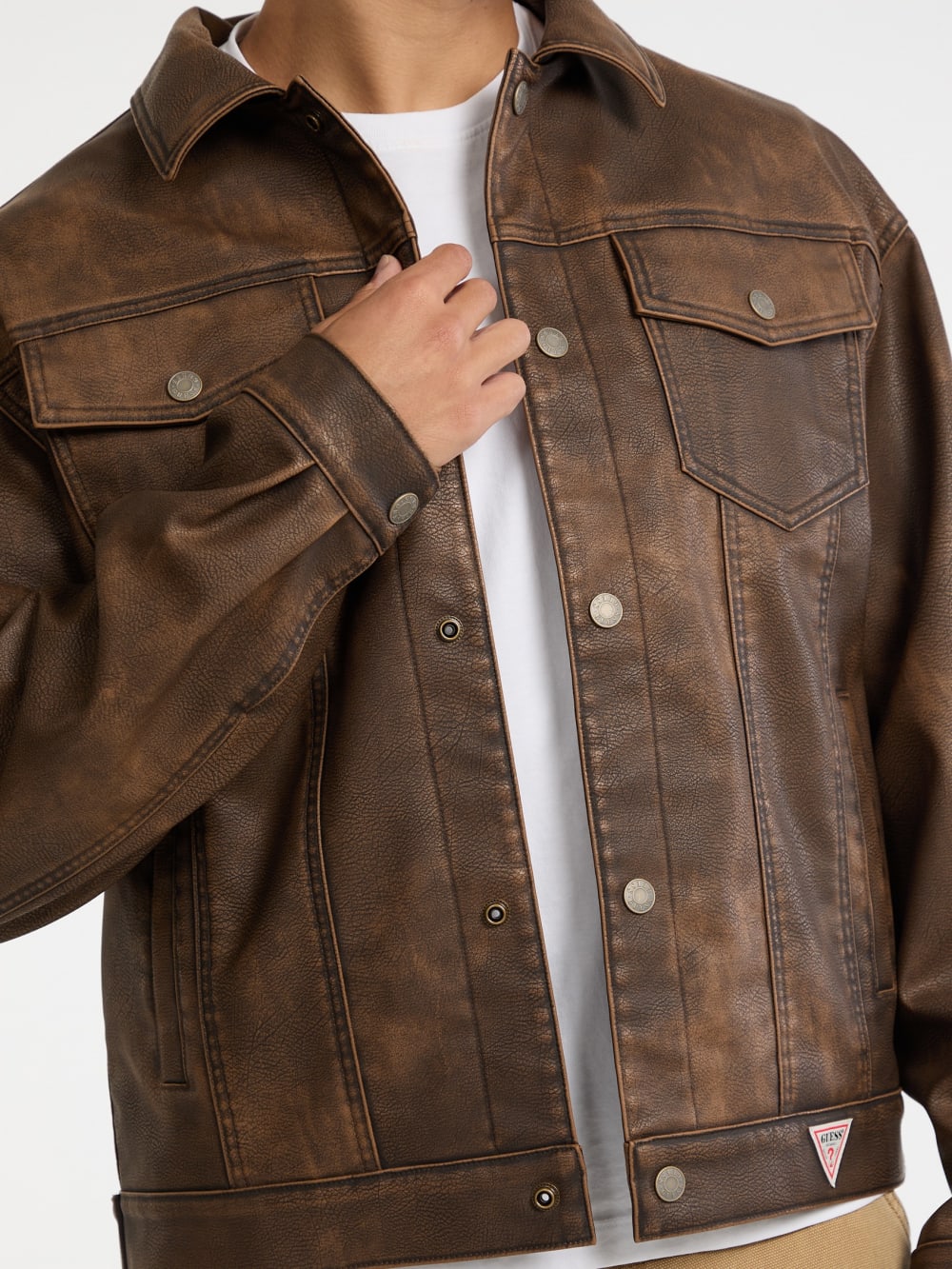 GUESS Originals Faux-Leather Trucker Jacket - Guess