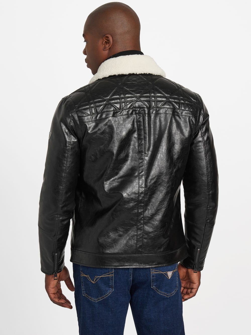 Faux-Leather Quilting Motif Jacket - Guess