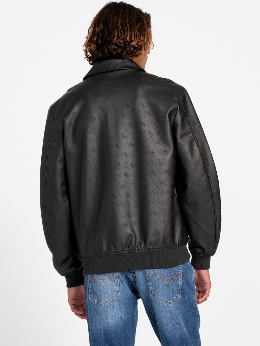 Monogram Faux-Leather Aviator Jacket - Guess