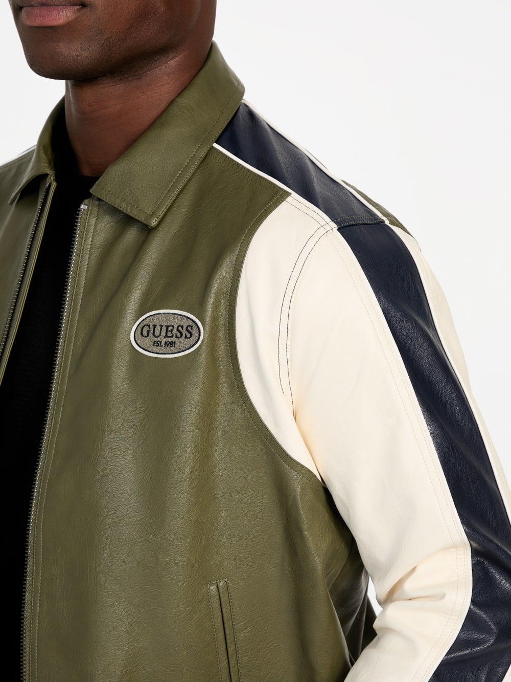 Color-Block Faux-Leather Jacket - Guess