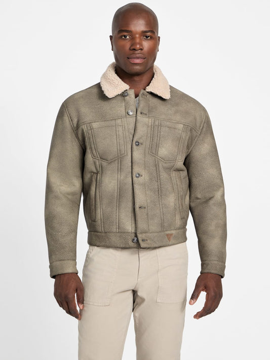 Andy Faux-Suede and Sherpa Trucker Jacket - Guess