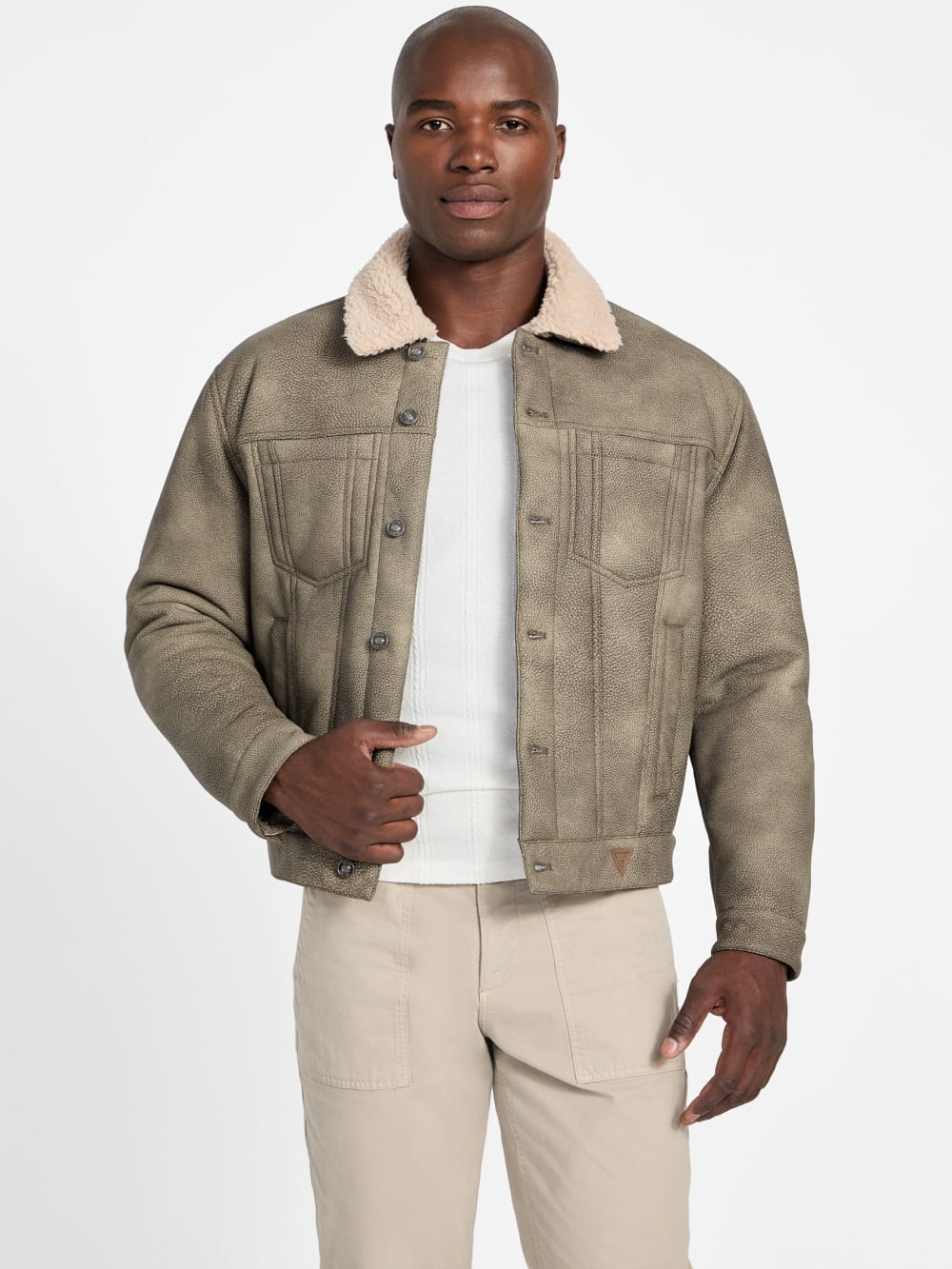 Andy Faux-Suede and Sherpa Trucker Jacket - Guess