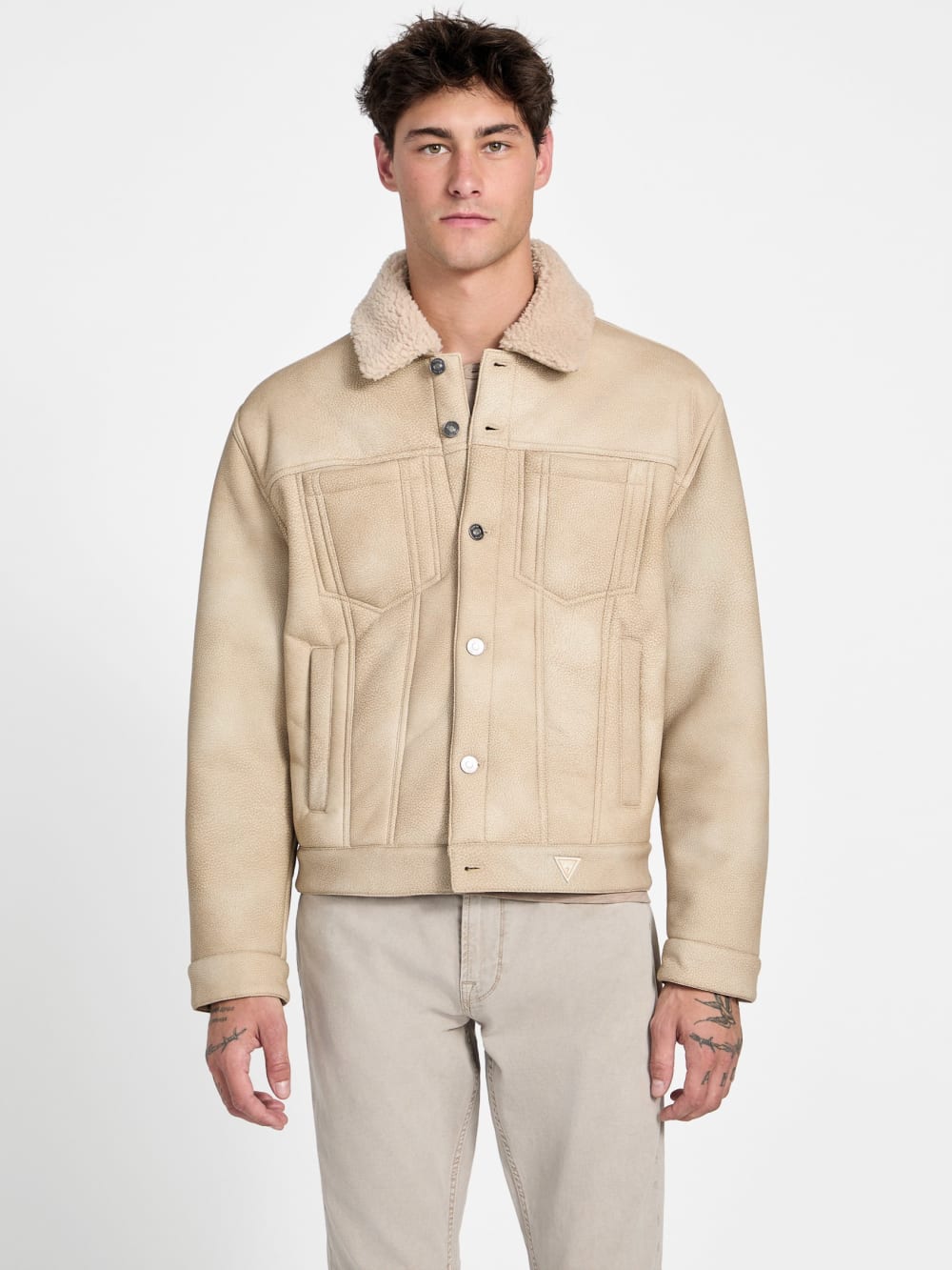 Andy Faux-Suede and Sherpa Trucker Jacket - Guess