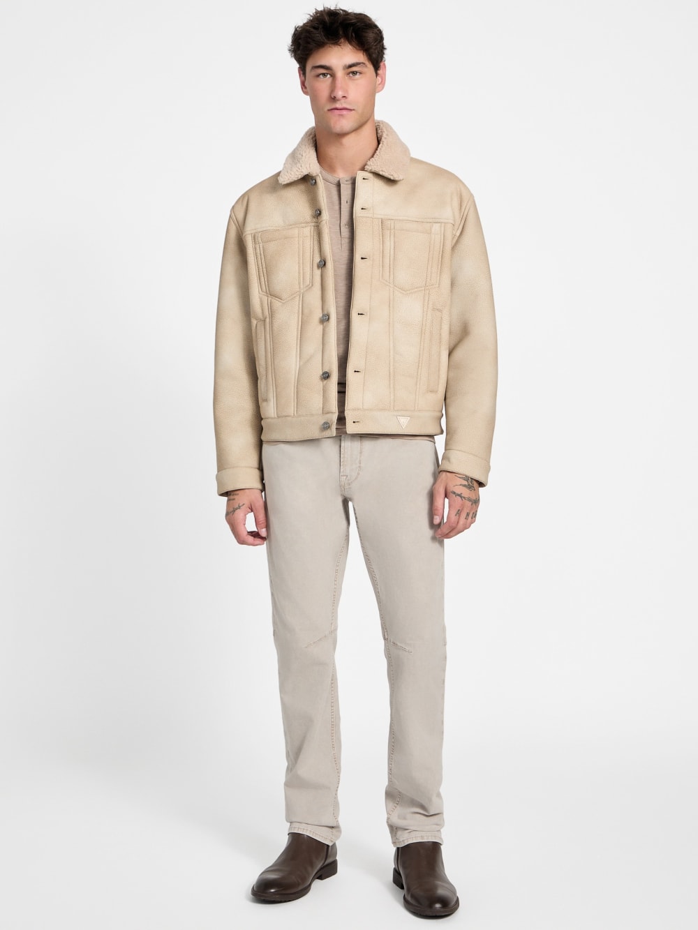 Andy Faux-Suede and Sherpa Trucker Jacket - Guess