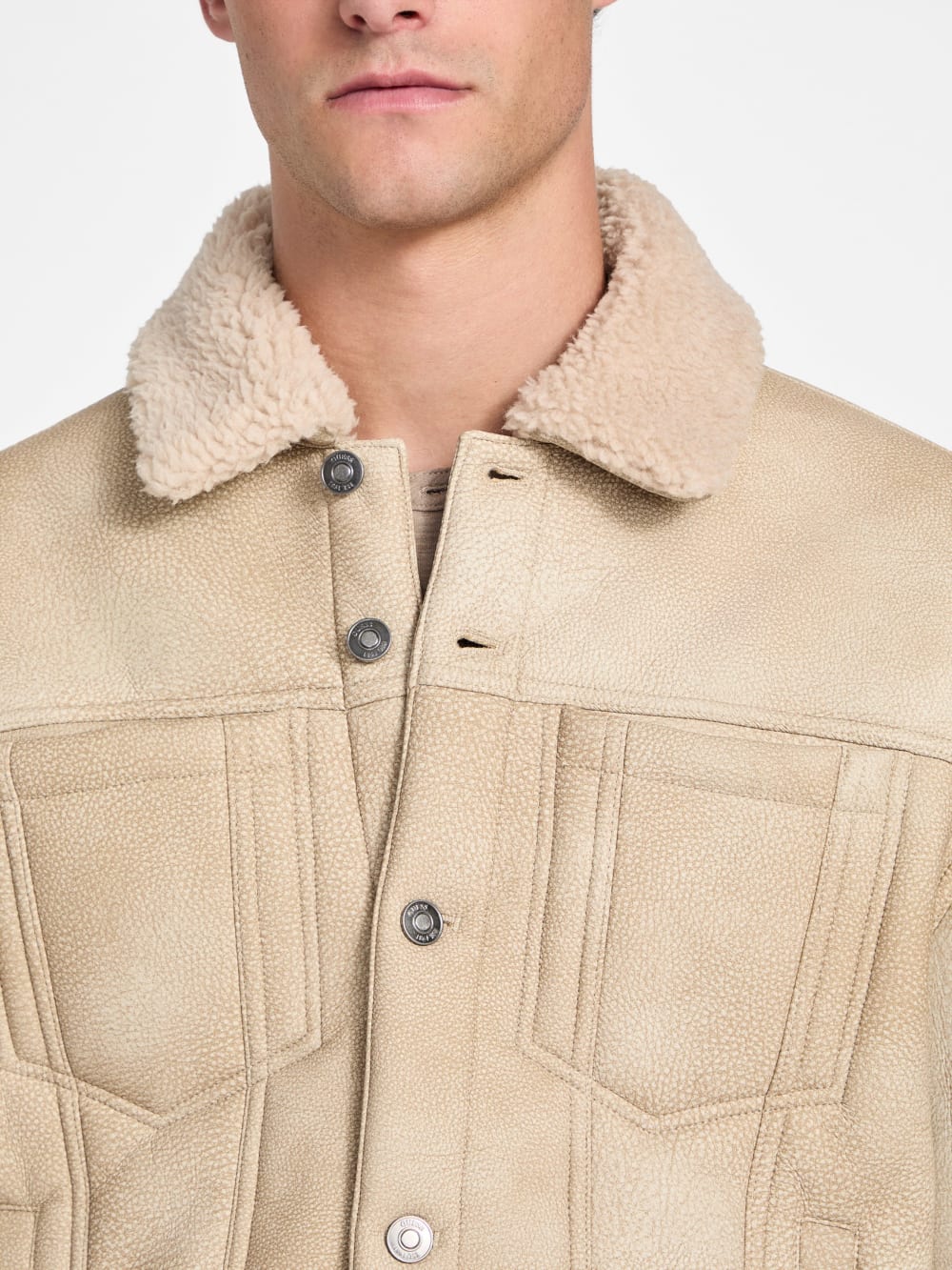 Andy Faux-Suede and Sherpa Trucker Jacket - Guess
