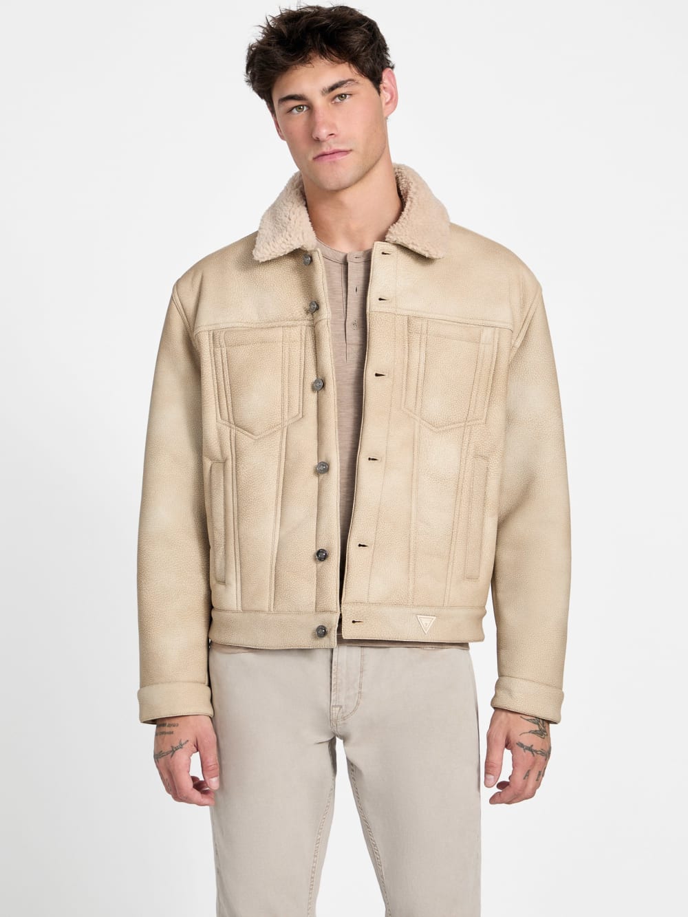 Andy Faux-Suede and Sherpa Trucker Jacket - Guess