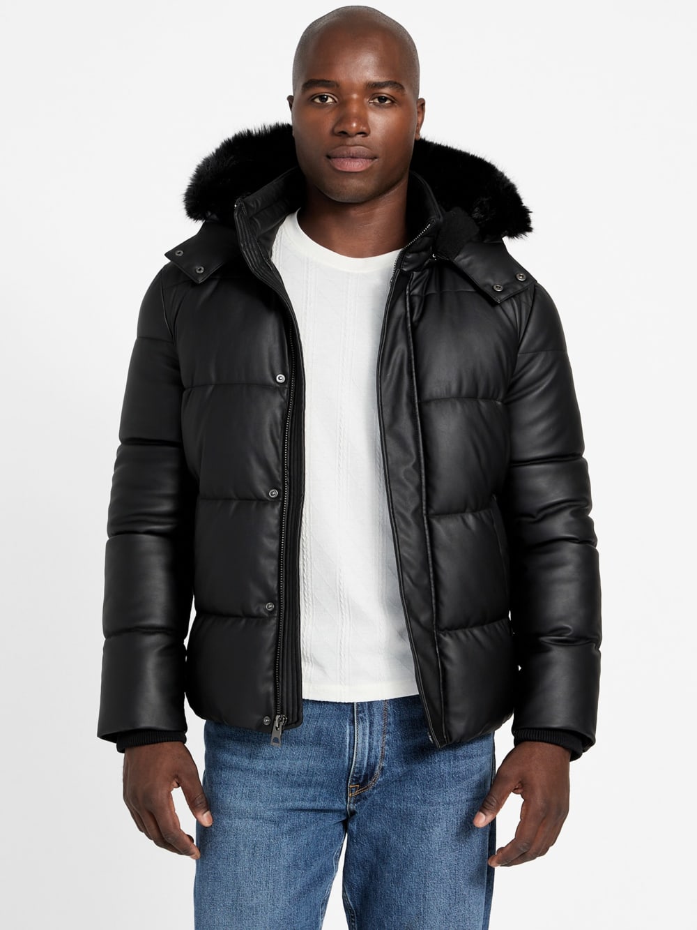 Eco Faux-Leather Puffer Jacket - Guess