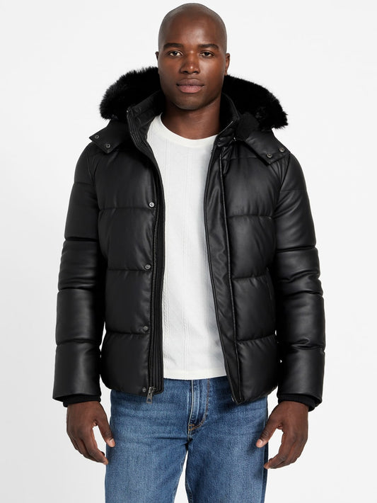 Eco Faux-Leather Puffer Jacket - Guess