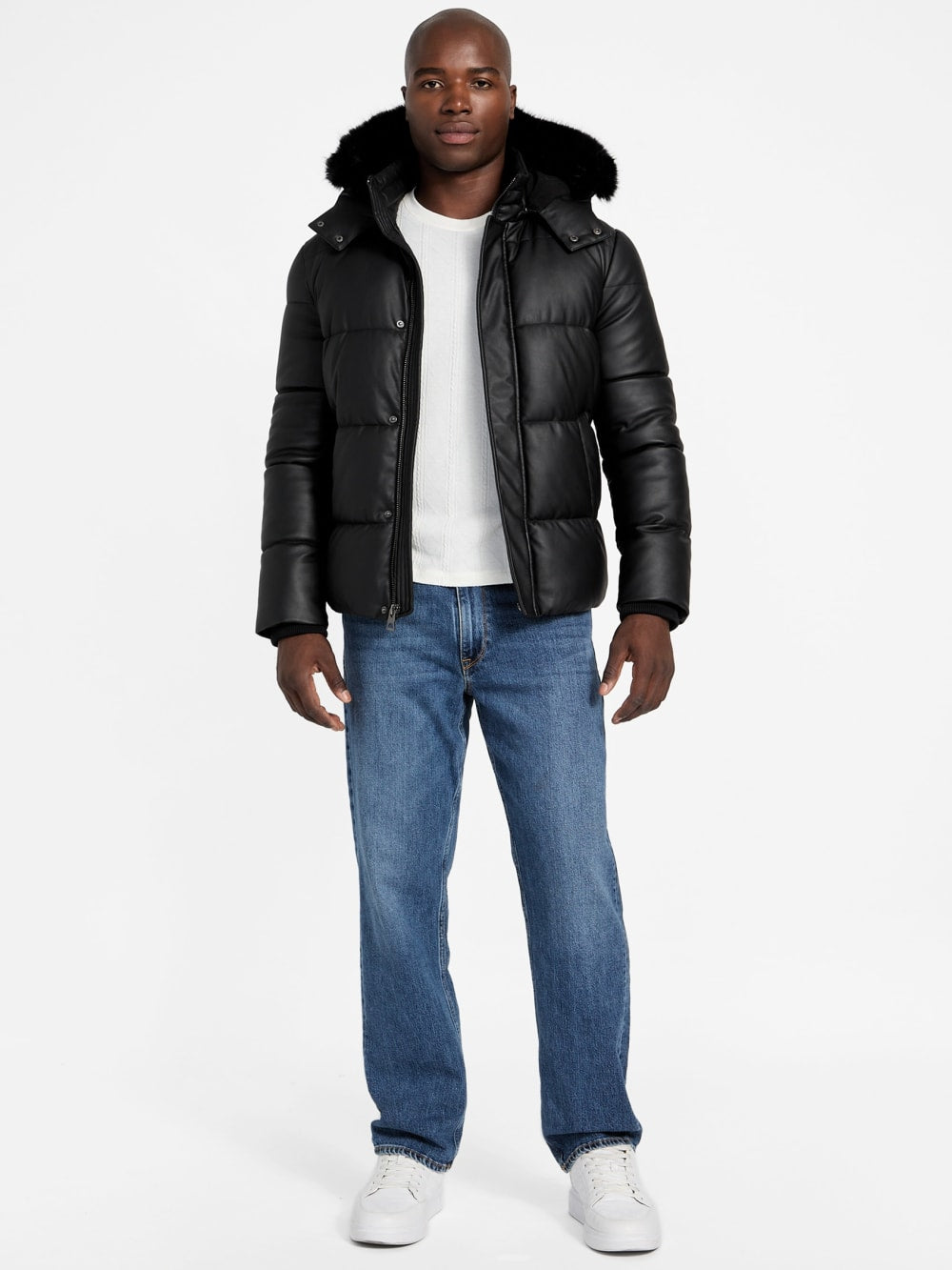 Eco Faux-Leather Puffer Jacket - Guess