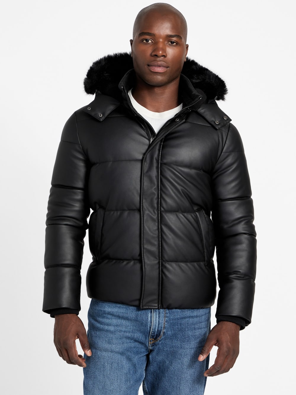 Eco Faux-Leather Puffer Jacket - Guess