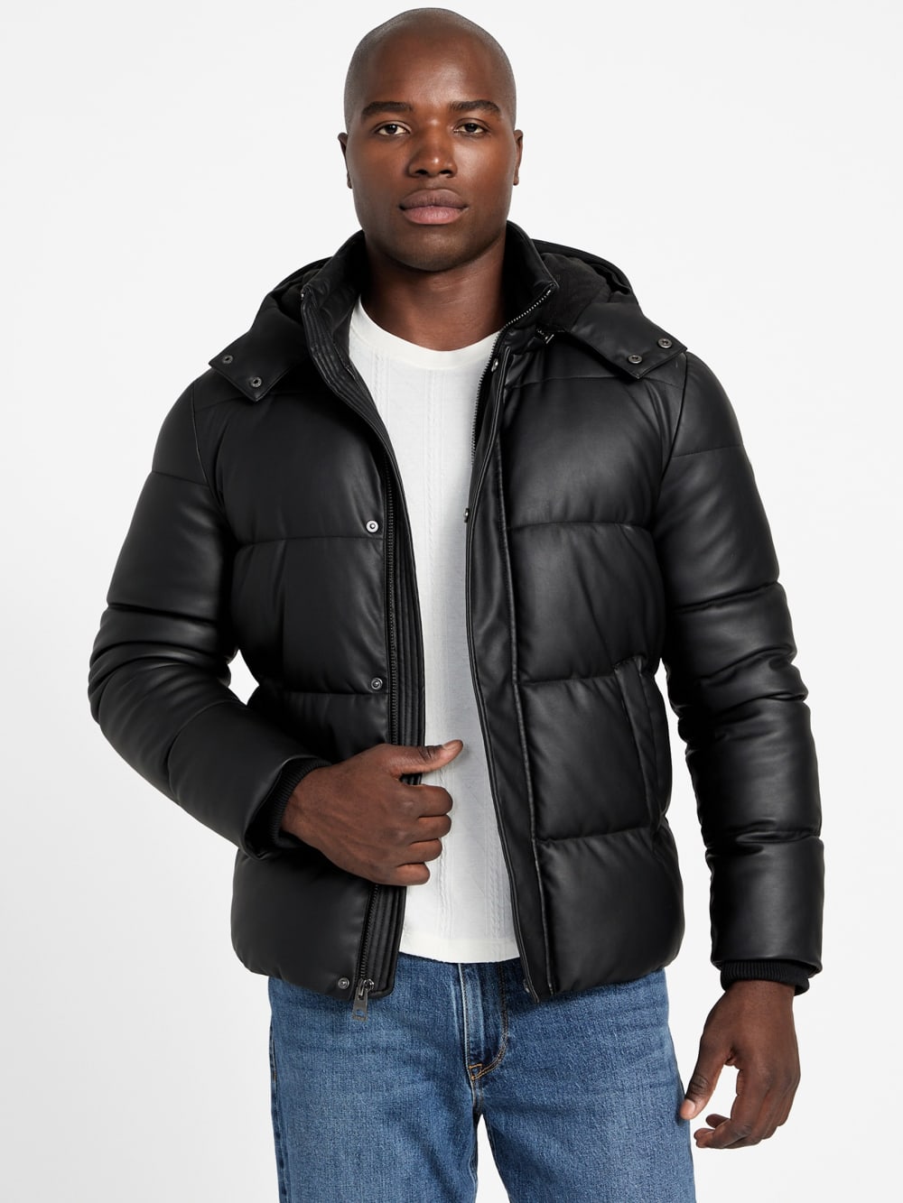 Eco Faux-Leather Puffer Jacket - Guess
