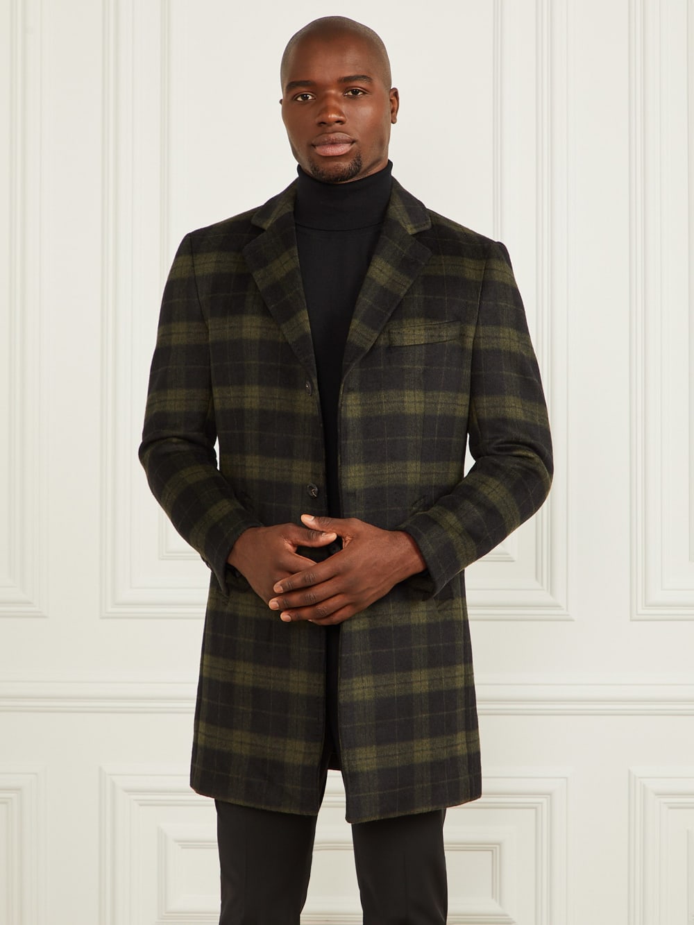 Single Breasted Plaid Coat - Guess