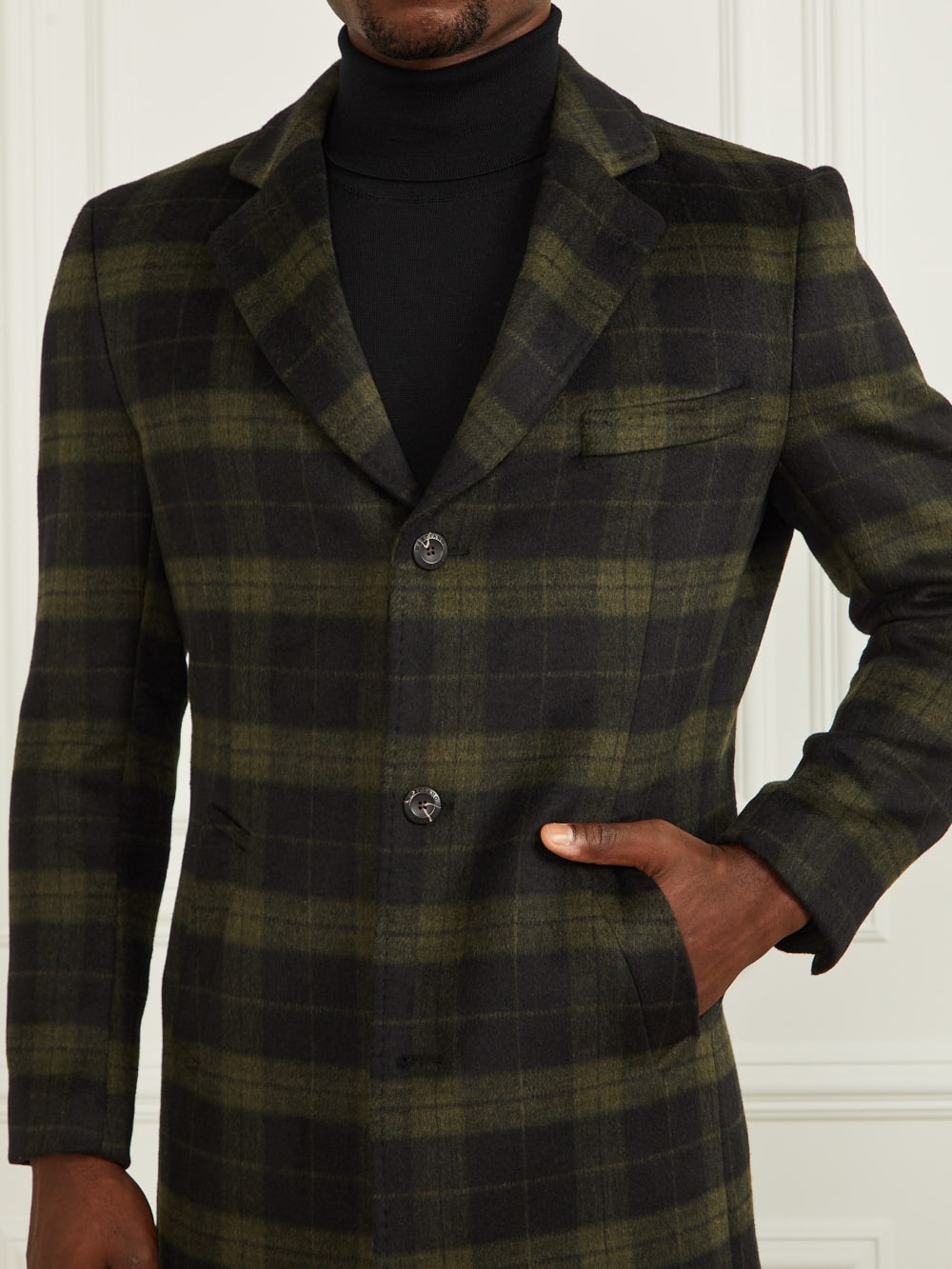 Single Breasted Plaid Coat - Guess