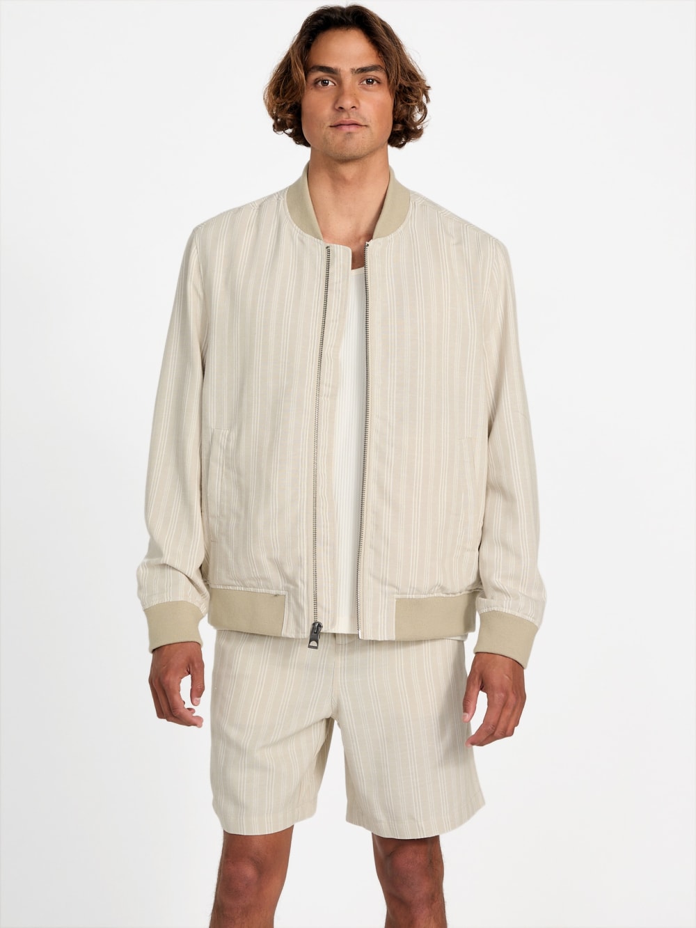Eco Fletcher Striped Linen Flight Jacket - Guess