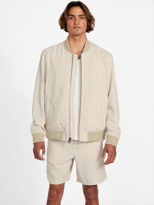 Eco Fletcher Striped Linen Flight Jacket - Guess