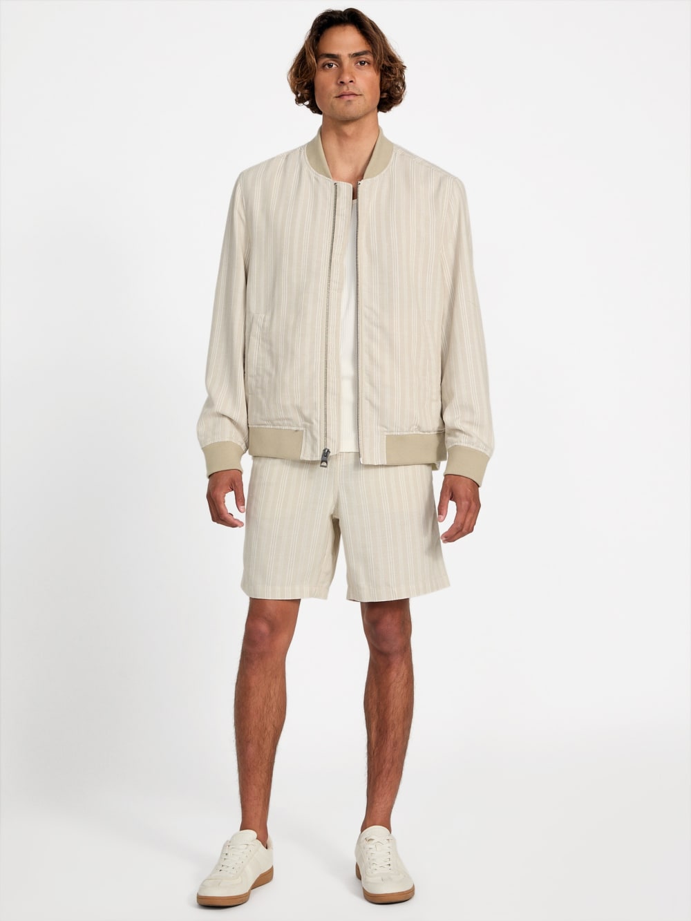 Eco Fletcher Striped Linen Flight Jacket - Guess