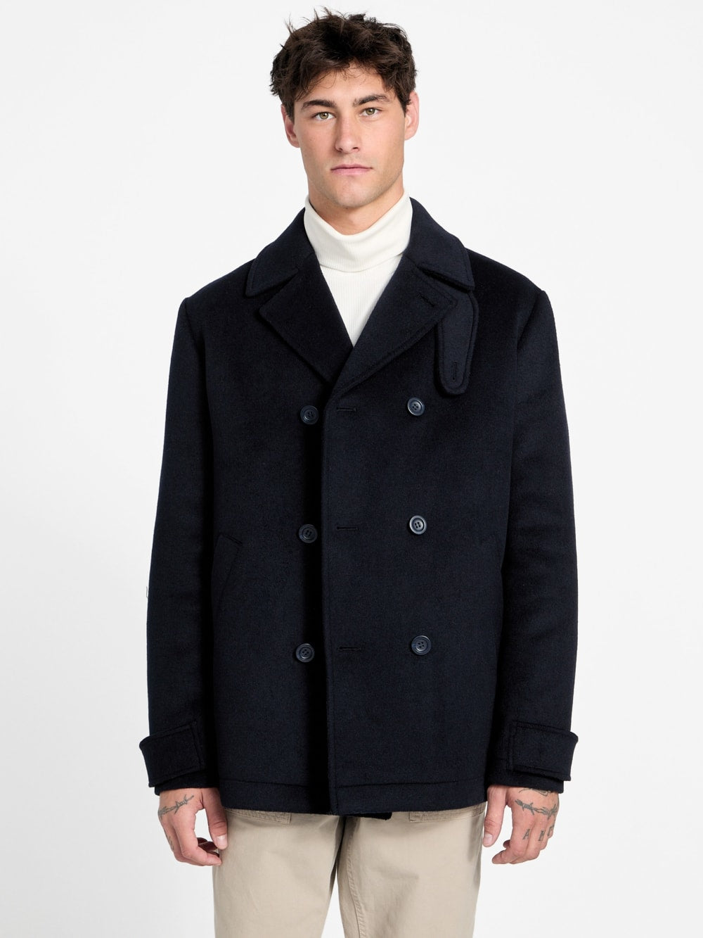 Eco Double-Breasted Wool-Blend Peacoat - Guess