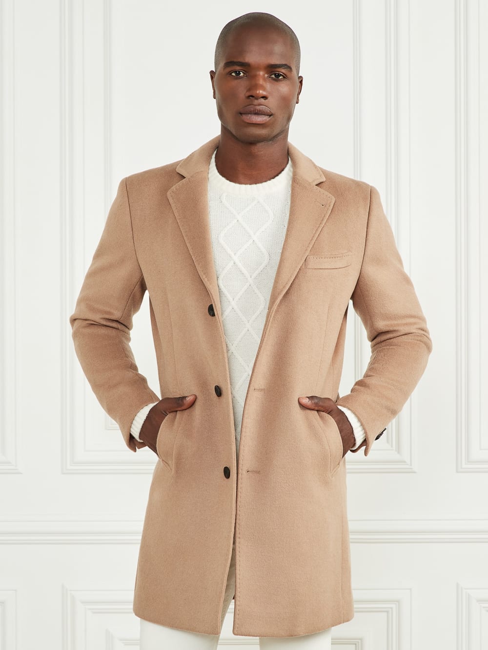 Single Breasted Wool-Blend Coat - Guess