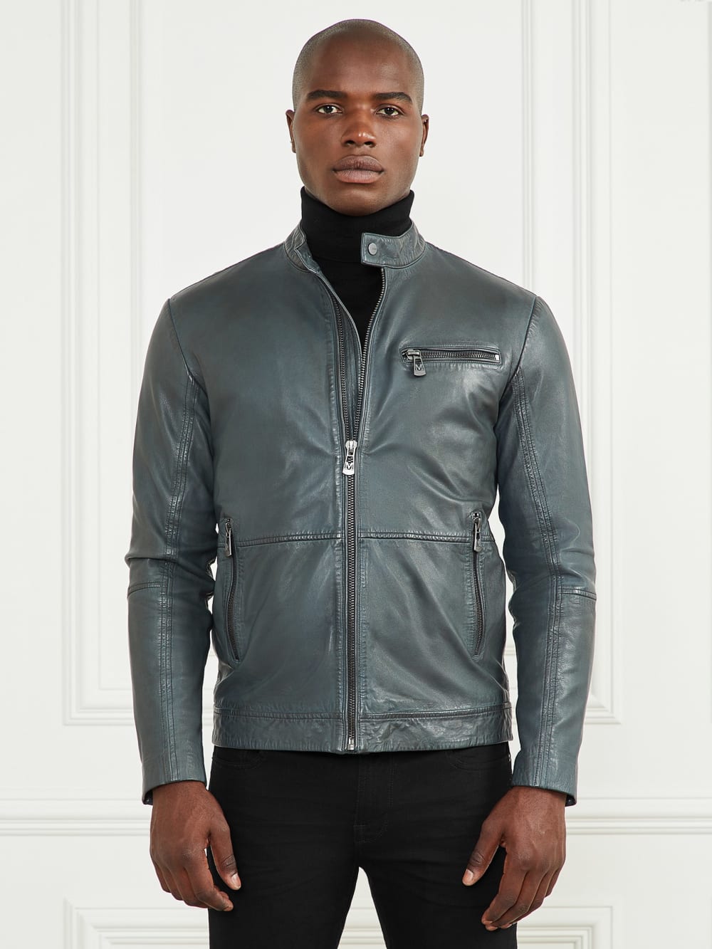 Genuine Leather Biker Jacket - Guess
