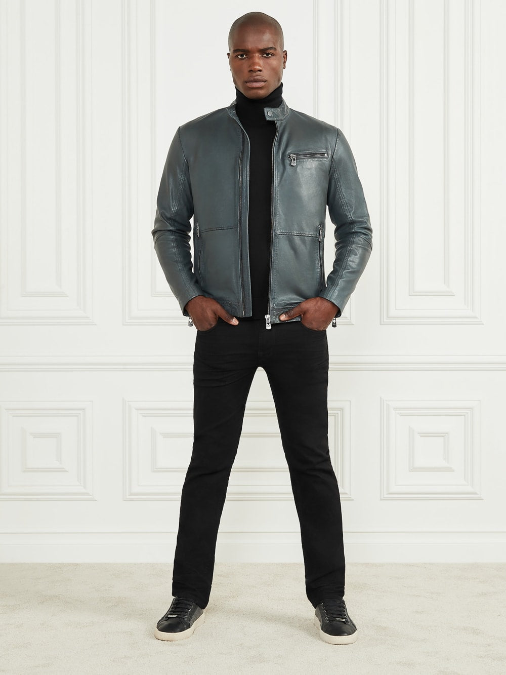 Genuine Leather Biker Jacket - Guess