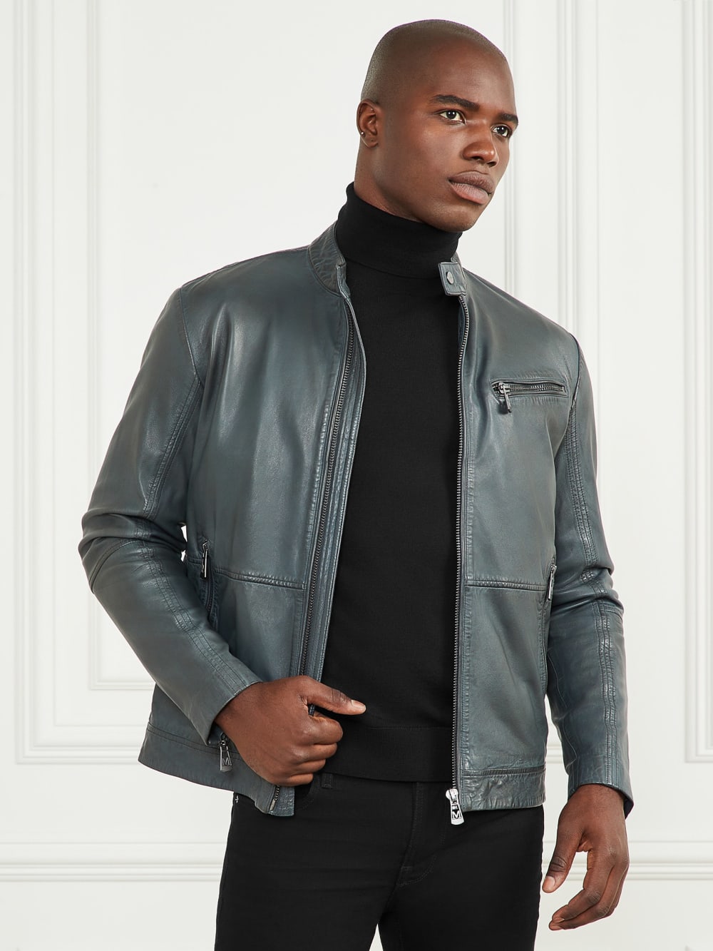 Genuine Leather Biker Jacket - Guess