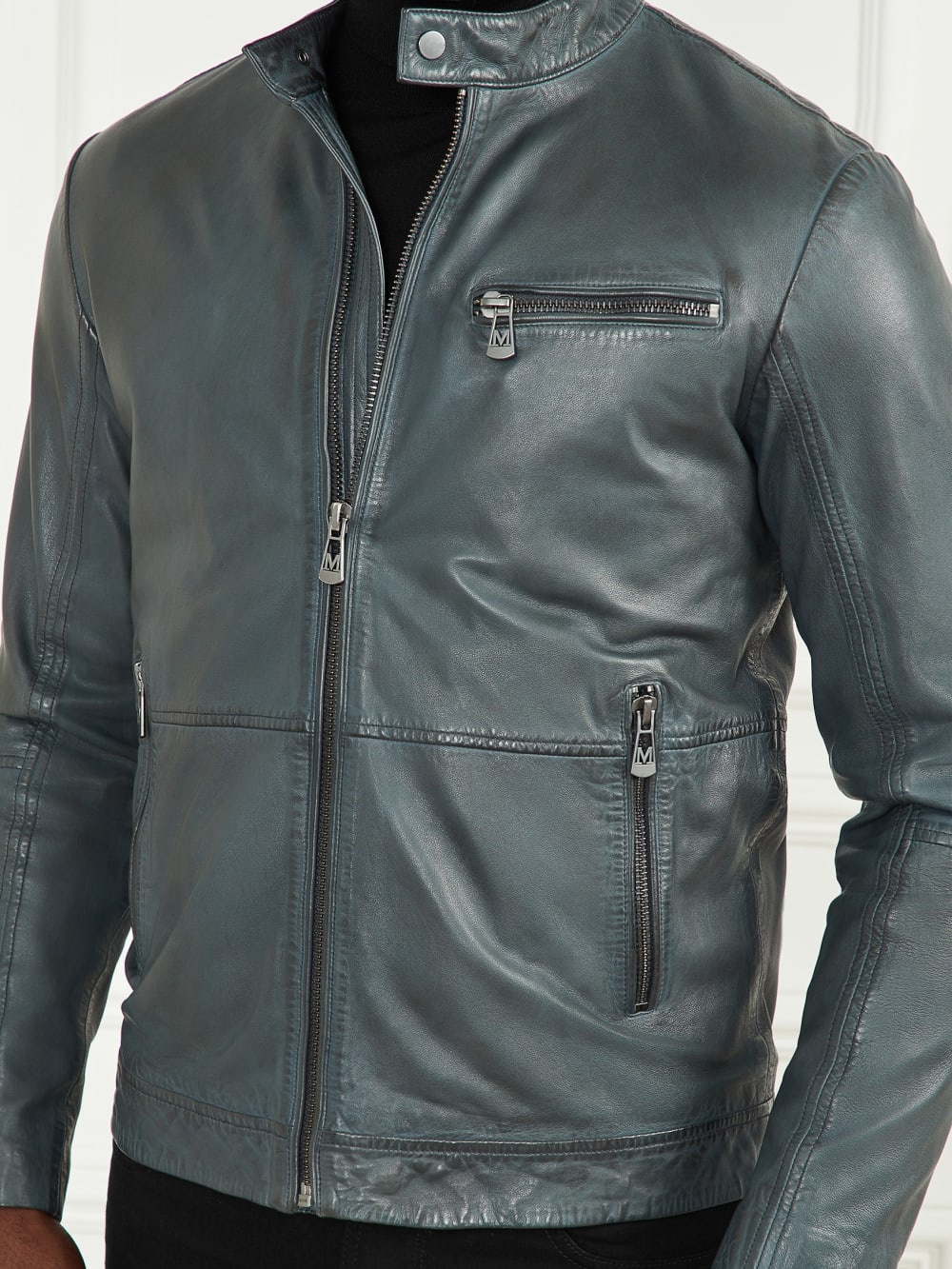 Genuine Leather Biker Jacket - Guess
