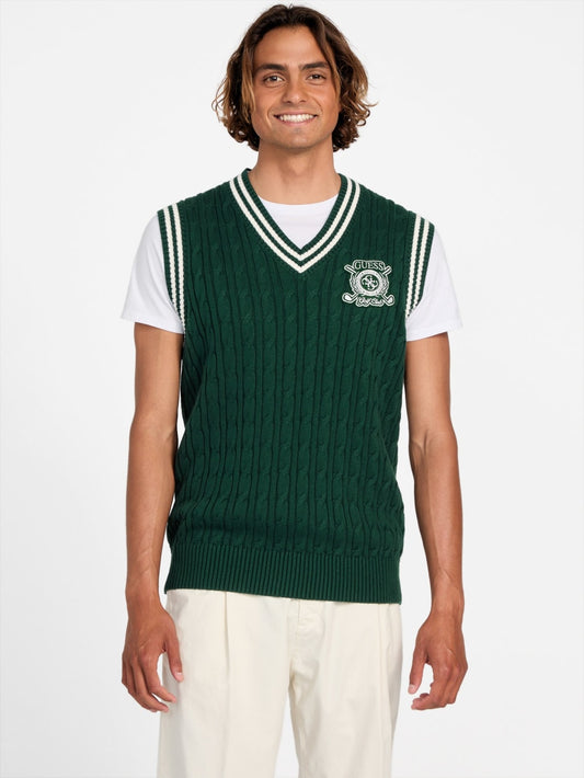 Eco Holden V-Neck Cable-Knit Vest - Guess