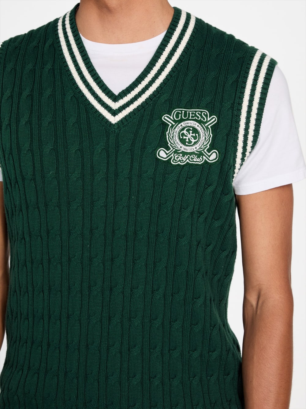 Eco Holden V-Neck Cable-Knit Vest - Guess
