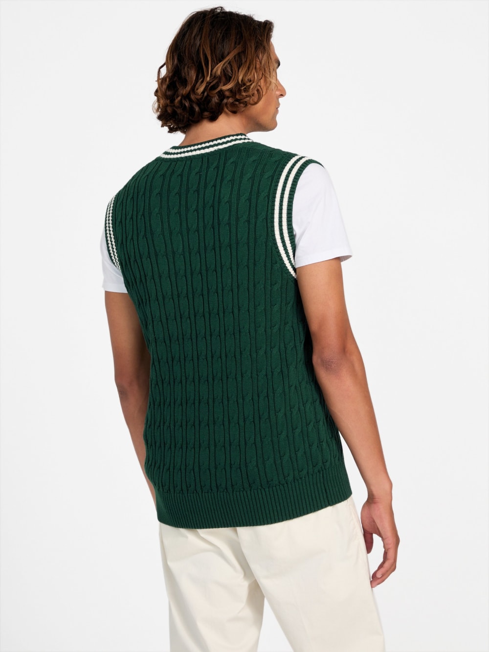 Eco Holden V-Neck Cable-Knit Vest - Guess