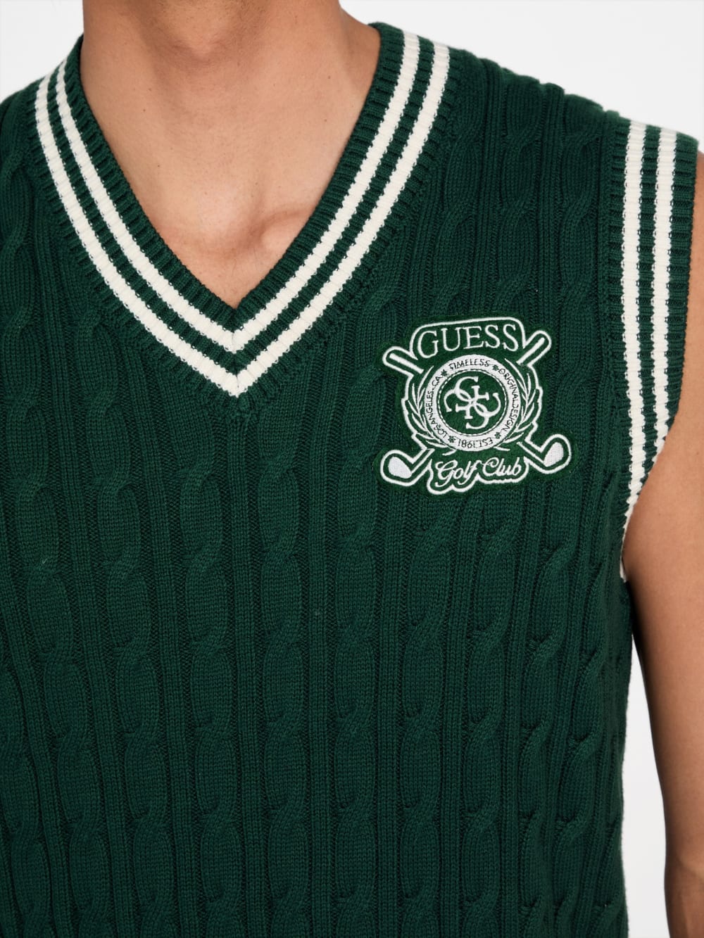 Eco Holden V-Neck Cable-Knit Vest - Guess