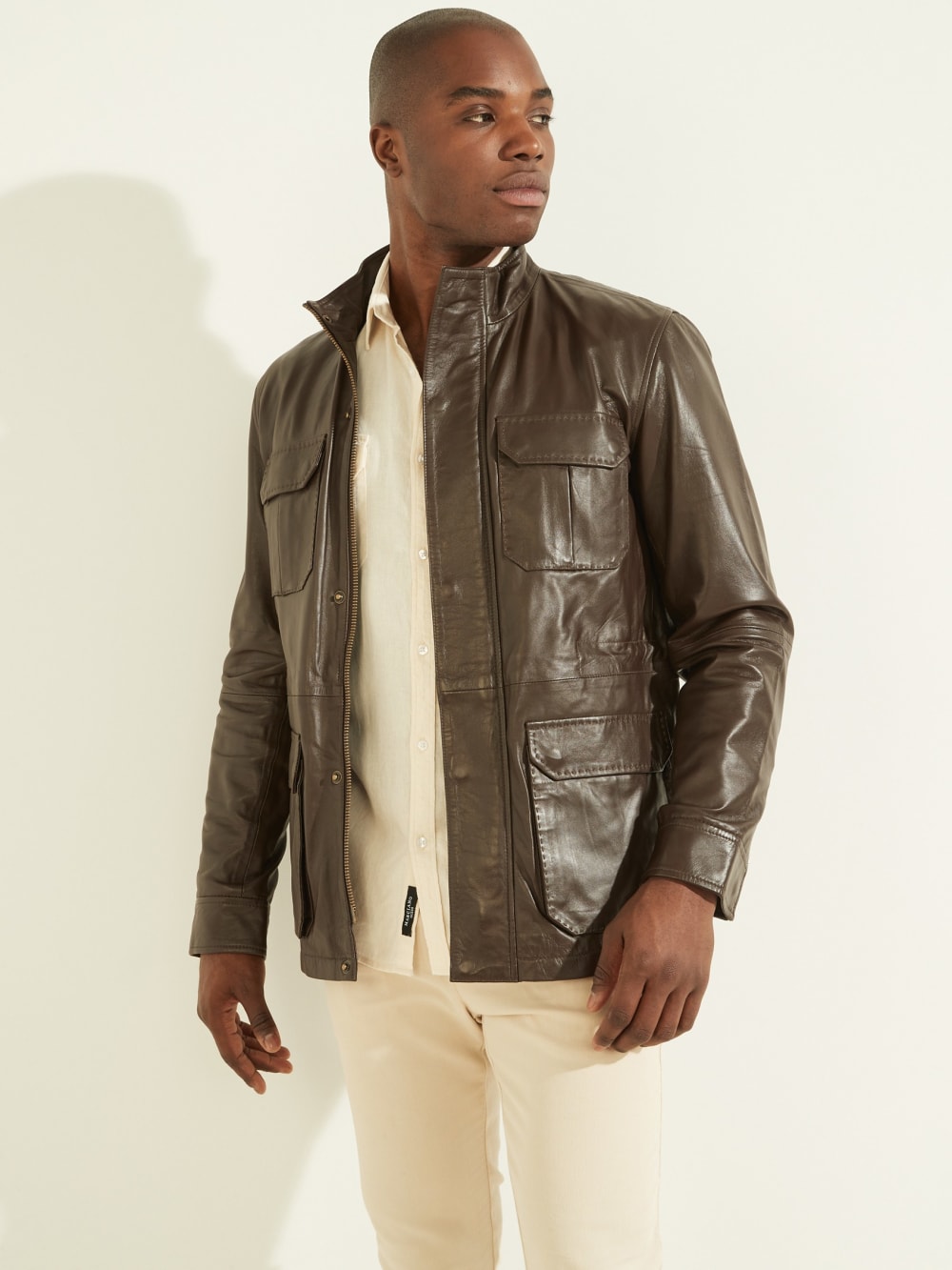 Leather Field Jacket - Guess