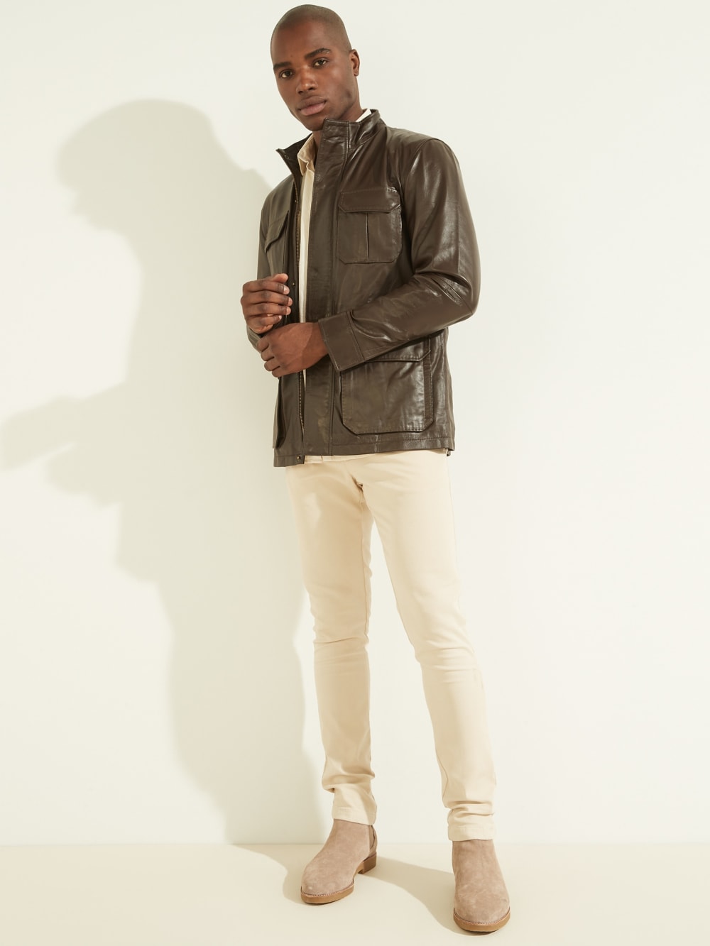 Leather Field Jacket - Guess