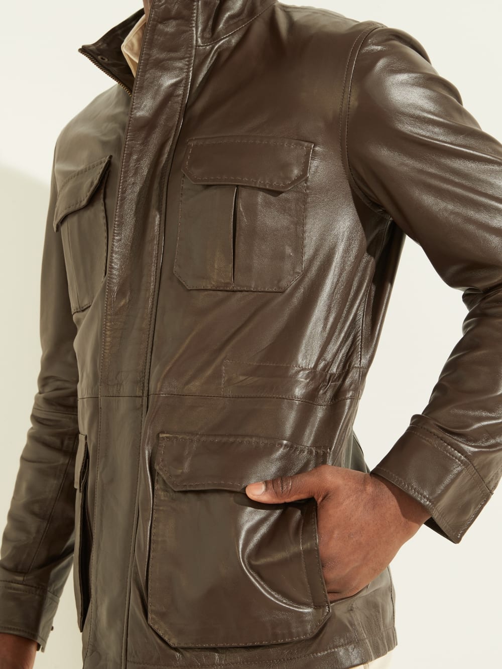 Leather Field Jacket - Guess