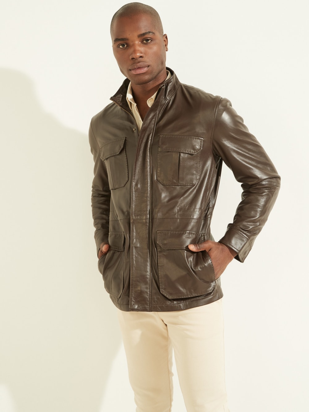Leather Field Jacket - Guess