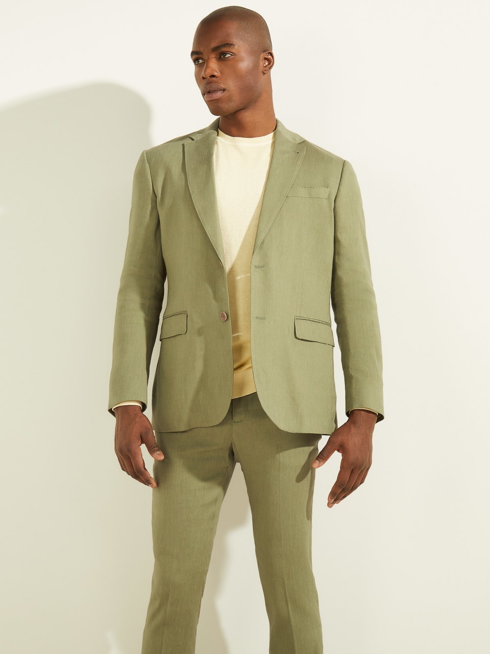 Linen-Blend Single Breasted Blazer - Guess