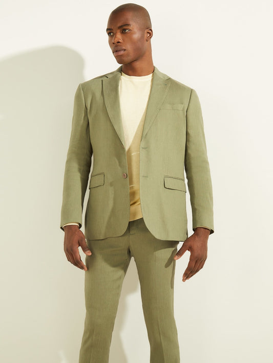 Linen-Blend Single Breasted Blazer - Guess