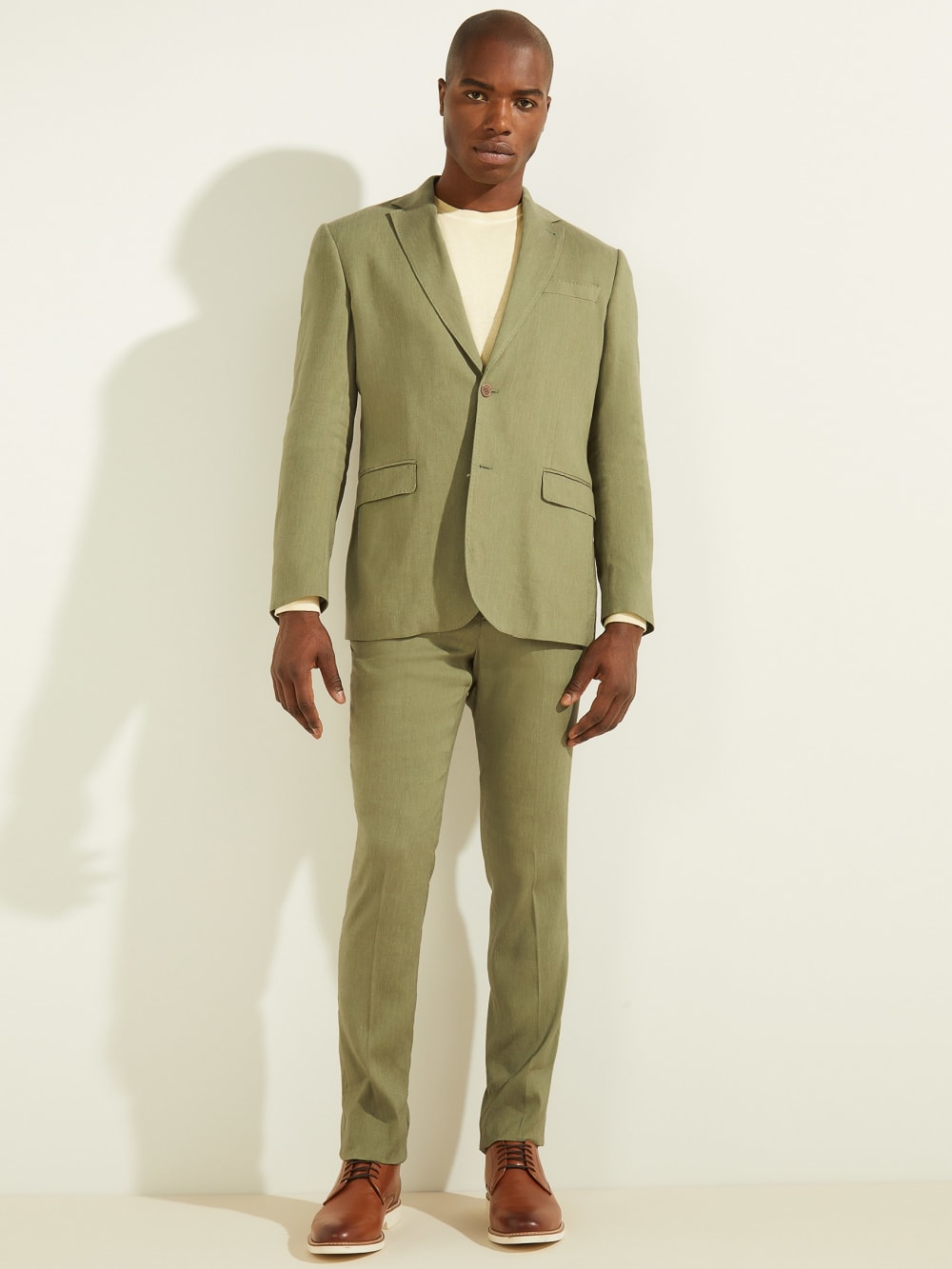 Linen-Blend Single Breasted Blazer - Guess