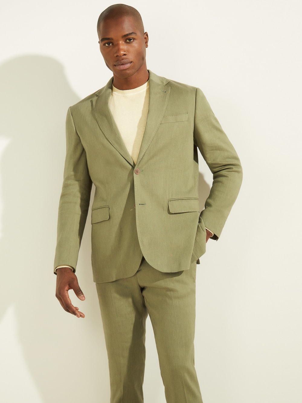 Linen-Blend Single Breasted Blazer - Guess