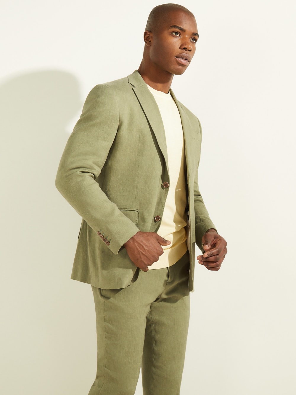 Linen-Blend Single Breasted Blazer - Guess