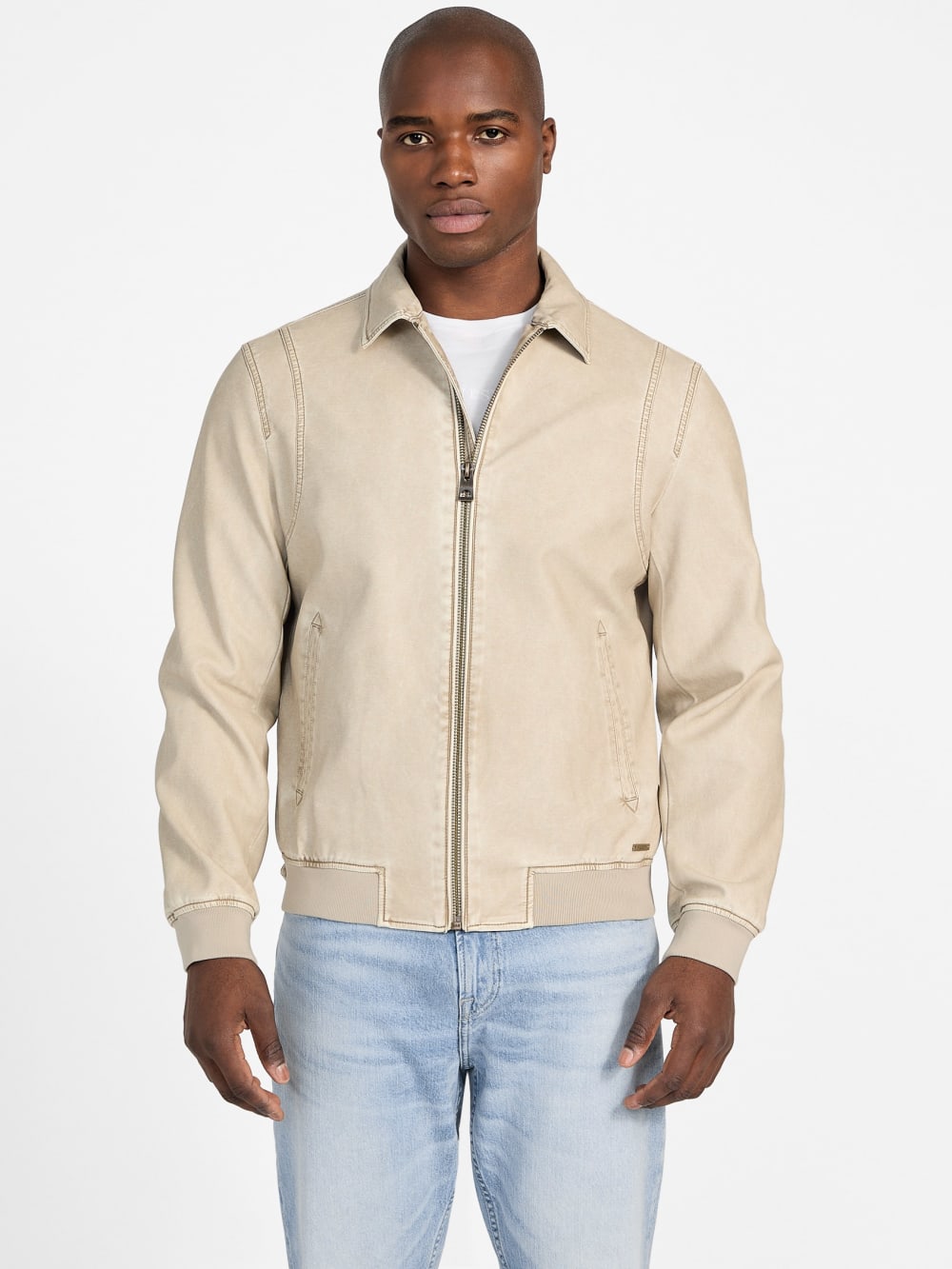 Faux-Leather Aviator Jacket - Guess