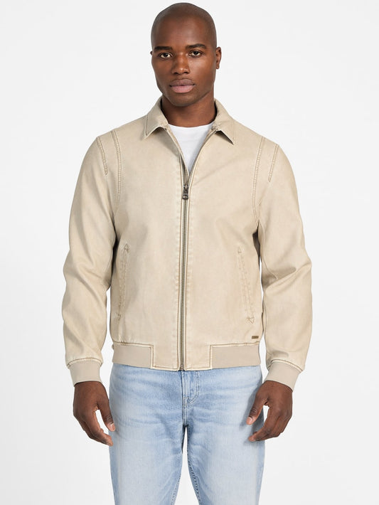 Faux-Leather Aviator Jacket - Guess