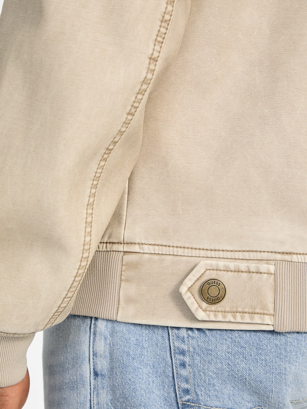 Faux-Leather Aviator Jacket - Guess
