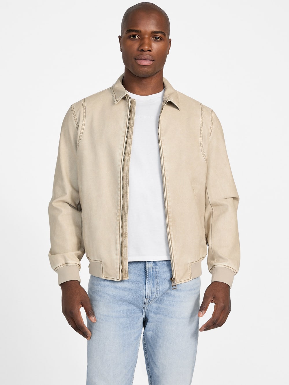 Faux-Leather Aviator Jacket - Guess
