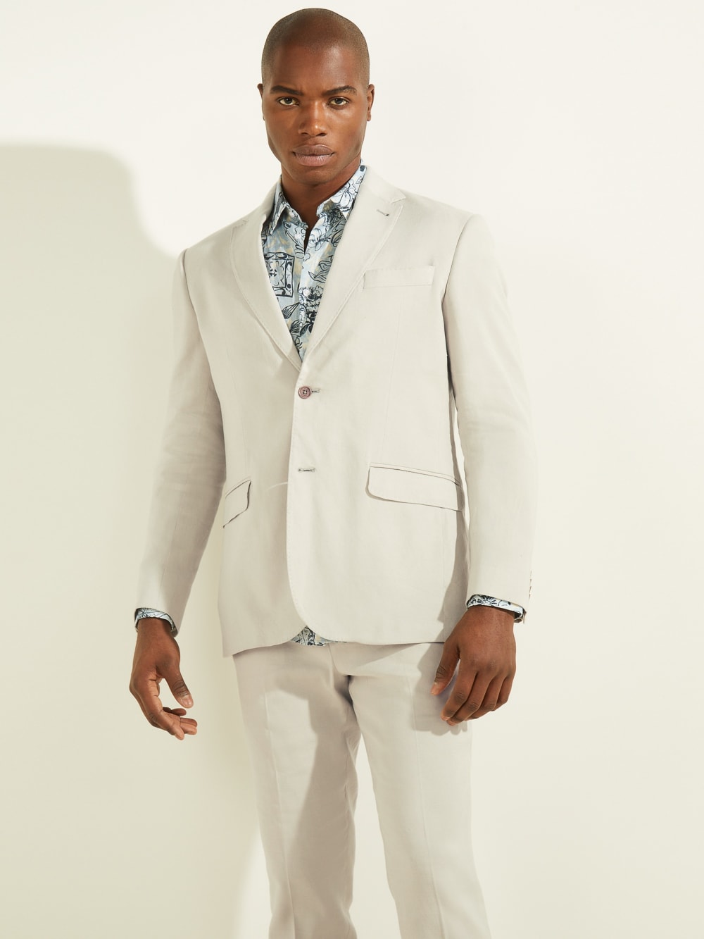 Linen-Blend Single Breasted Blazer - Guess
