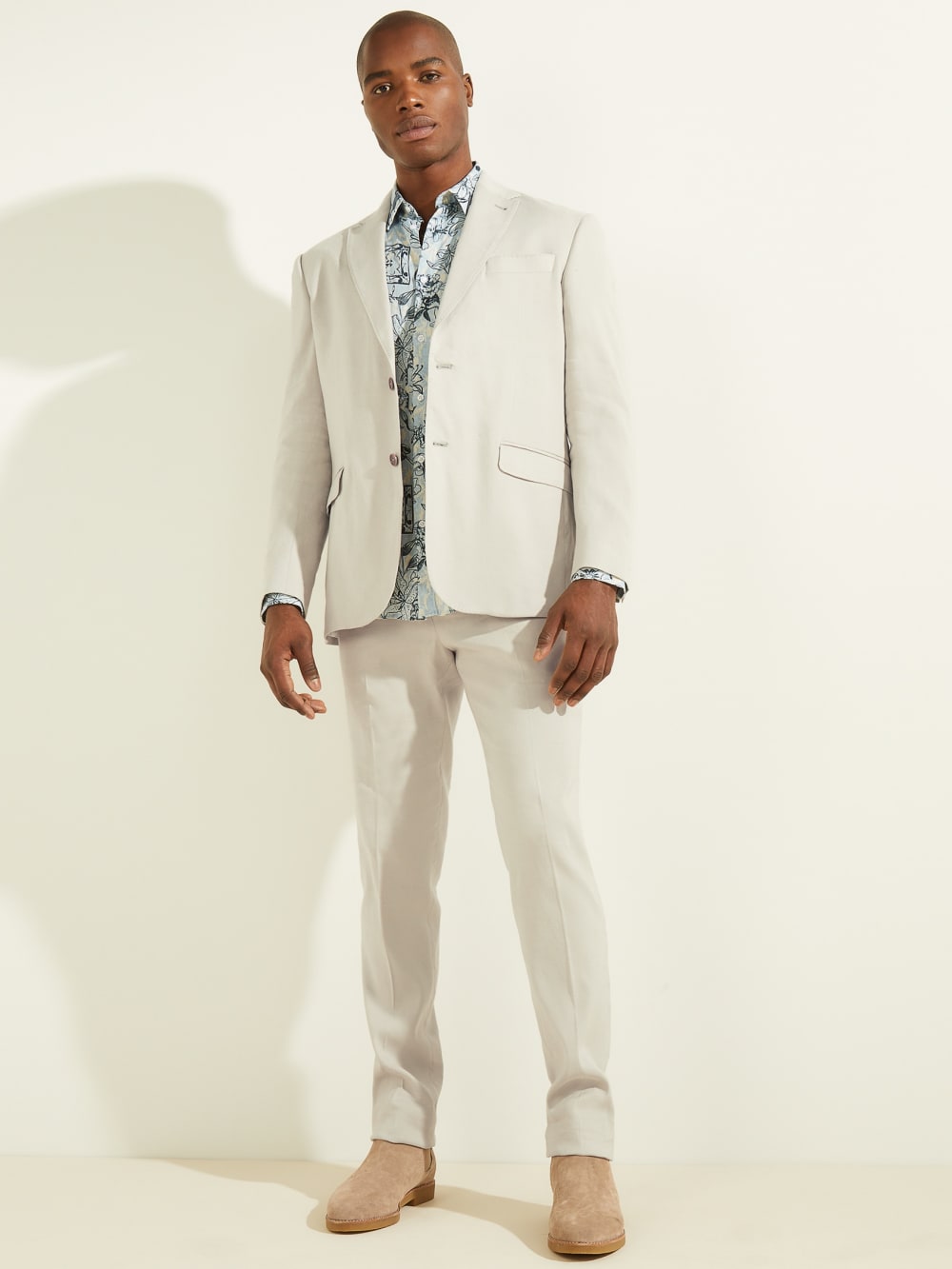 Linen-Blend Single Breasted Blazer - Guess