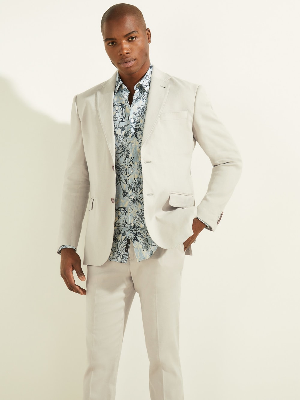 Linen-Blend Single Breasted Blazer - Guess