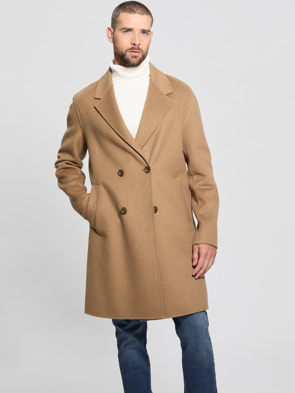 Wool-Blend Double-Breasted Coat - Guess