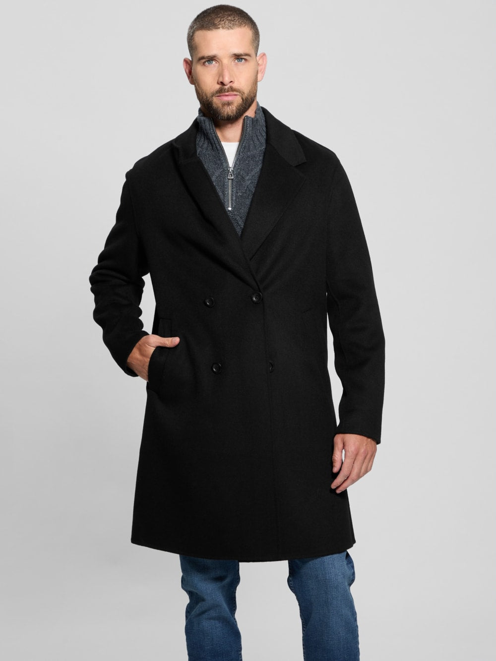 Wool-Blend Double-Breasted Coat - Guess